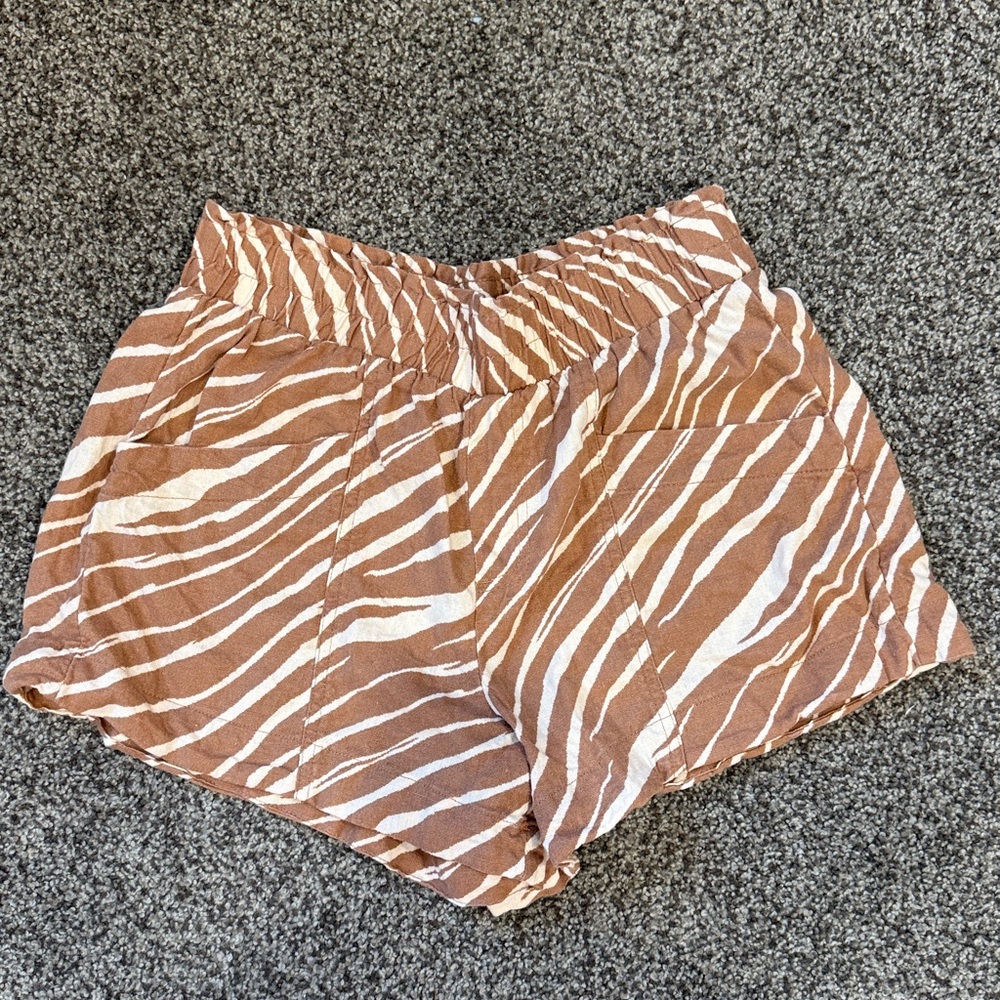 a new day Brown and Cream Patterned High Waist Shorts